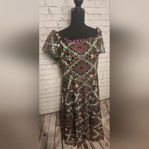 Alex Marie Veronica Embroidered Off the shoulder Midi A-Line Dress size 12